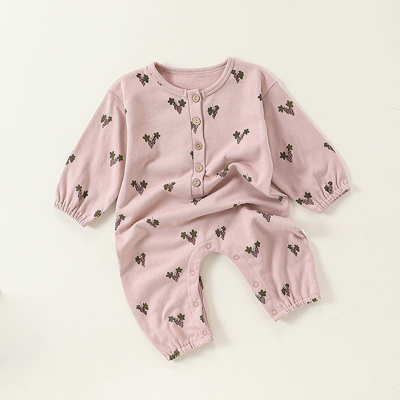 Unisex Cotton Grape Print Bodysuit Fall Clothing