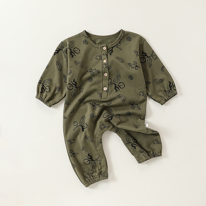 Unisex Cotton Green Print Bodysuit Autumn Outfit