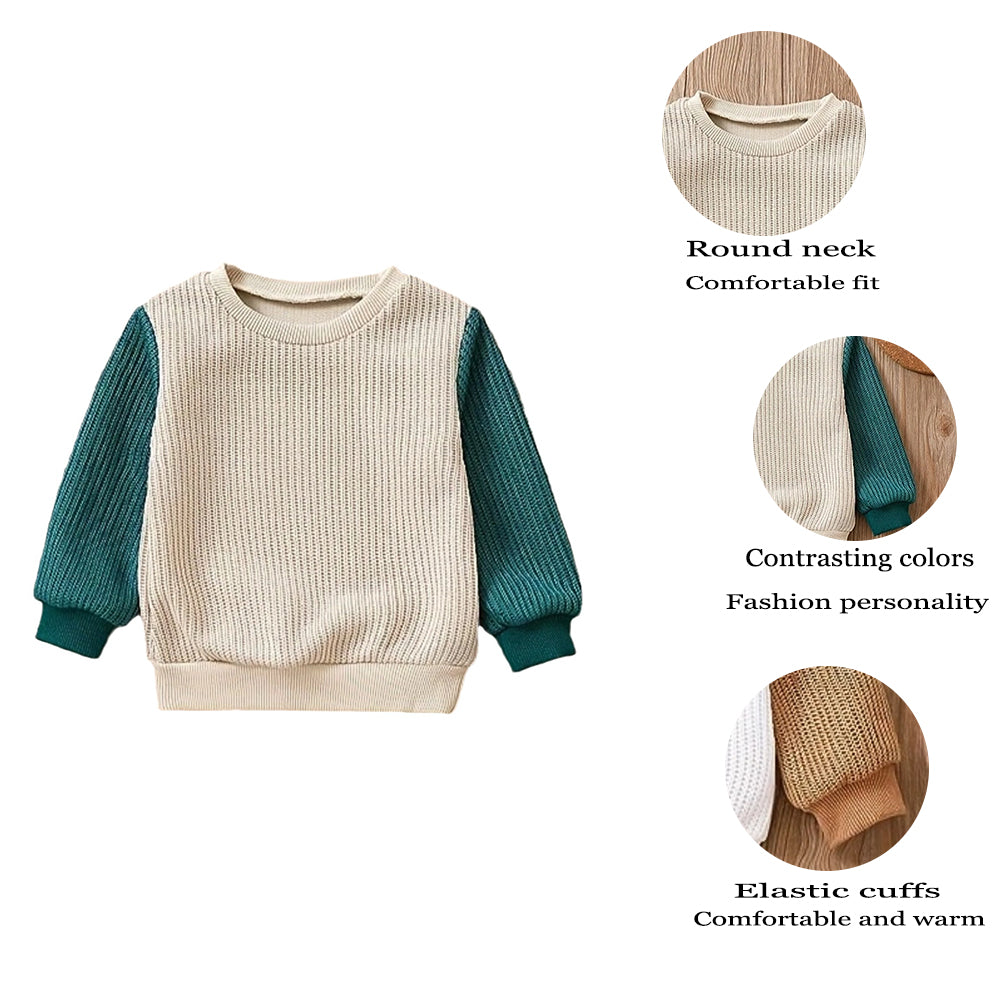 Lnfant And Toddler knitted Contrast Color Long-Sleeved Sweatshirt