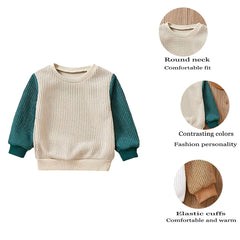 Lnfant And Toddler knitted Contrast Color Long-Sleeved Sweatshirt