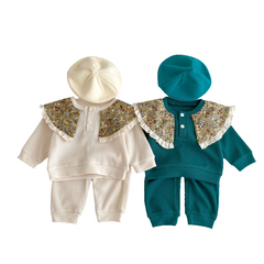 Gilet gaufré pour bébé fille, vêtements d'extérieur, haut à manches longues et pantalon, ensembles 2 pièces