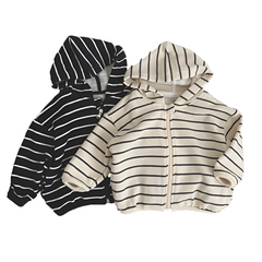 Veste légère à capuche rayée et zippée pour tout-petits filles et garçons CA002