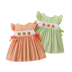 Halloween Embroidered Pumpkin Girls Pearl Dress