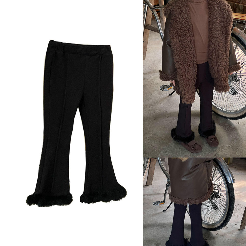 Clothing For Girls Black Fur Bottom Pants