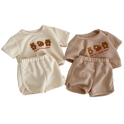 2Pcs Baby Girl Boy Clothes Bear Sets