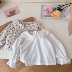 Girls doll collar floral bottoming shirt