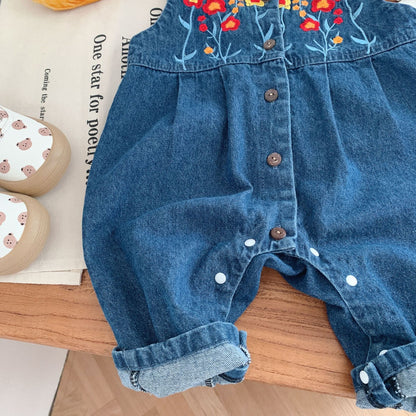 Baby Girl All In One Denim Jumpsuit