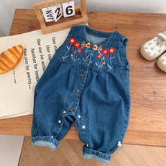 Baby Girl All In One Denim Jumpsuit