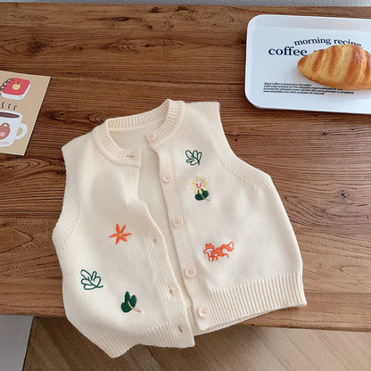 Baby girl embroidered knitted sweater baby cardigan