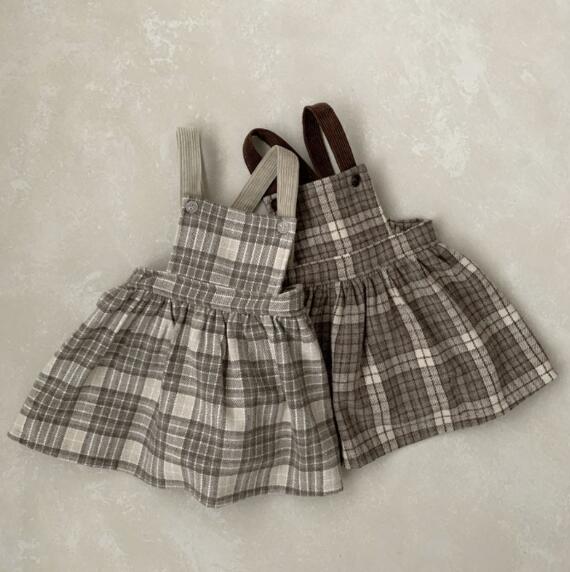 plaid autumn and winter overalls dress