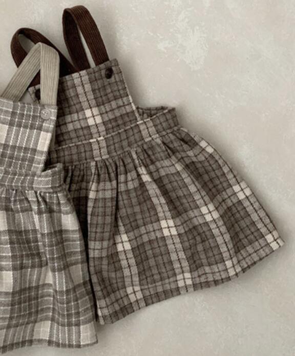 plaid autumn and winter overalls dress