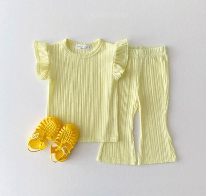 Cool thin flying sleeve T-shirt bell bottom pants