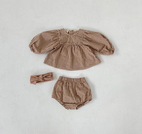 Spring Baby Plaid Bummies Sets