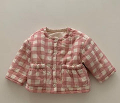 Baby Plaid Flower Padded Coat