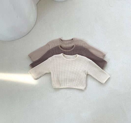 Детский пуловер с вафельным узором